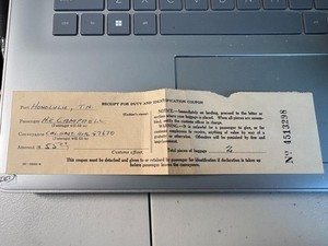 Honolulu Hawaii Territory Receipt for Duty, Baggage Used SKU#38411