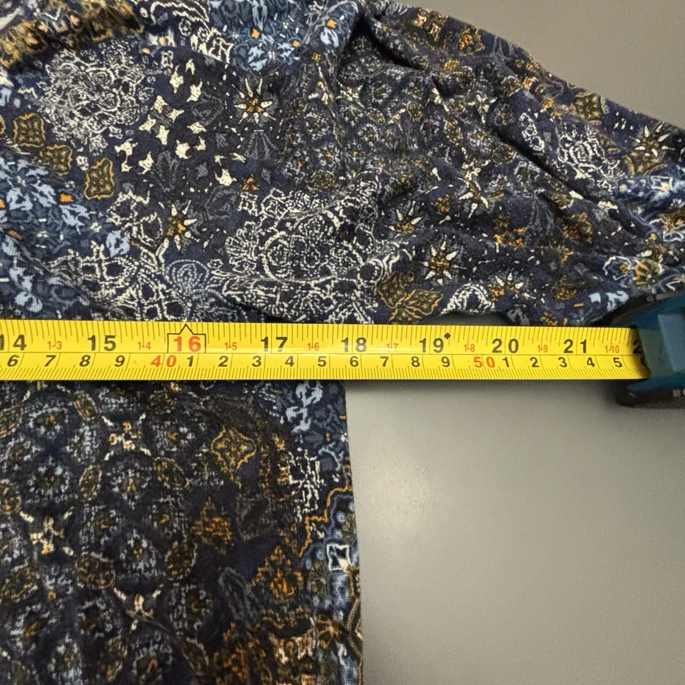 Top Michael Kors Talla S Azul Marino Estampado Padua 3/4 Manga Elástica Cintura Suave Cómodo Foto 4 de 4