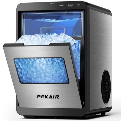 PokAir HZB-20EN Nugget Ice Maker Portable Countertop, Soft Chewable Pebble Ice,