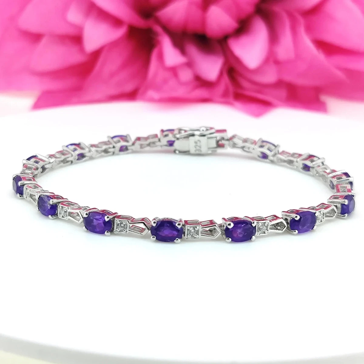 Amethyst Tennis Bracelet Sterling Silver February Birthstone Bridal Jewelry Gift