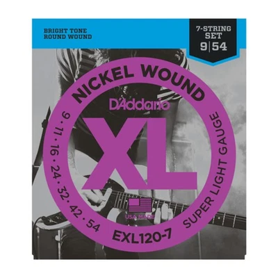 D'Addario E-Git.Saiten 09-54 7-String EXL120-7 Nickel Wound - E-Gitarrensaiten