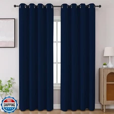 CUCRAF Navy Blue Blackout Curtains 84 inch Length 2 Panels Set, Room Darkenin