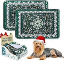 Washable Puppy Pee Pads for Dogs with Pheromones Green 18" X24" 2 Pack , Traini
