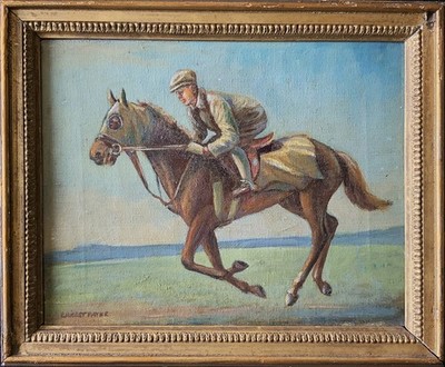 Rennpferd & Jockey antikes Ölgemälde Studie von Ernest Payne (1903-1994)