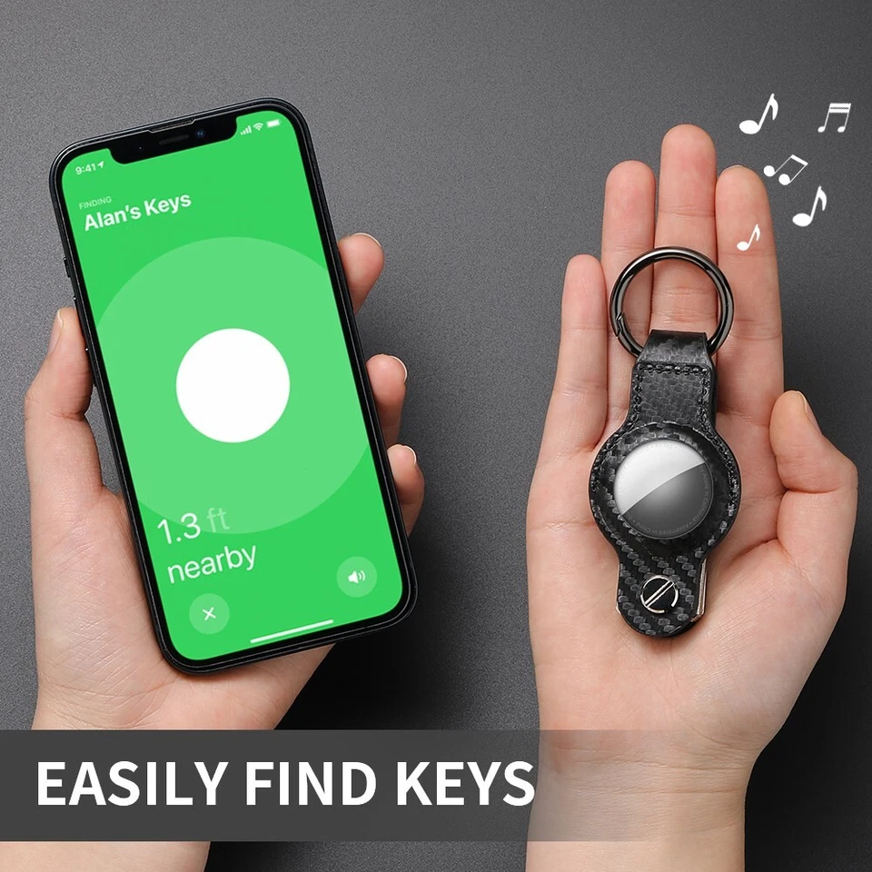 Organizador de llaves para Airtag fibra de carbono cuero antipérdida película protectora incorporada Foto 4 de 4
