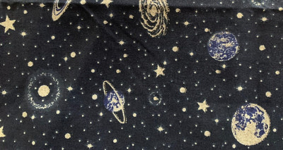 NEW Glitter Space Galaxy Stars Silver Planets FABRIC NASA 100% COTTON 29''