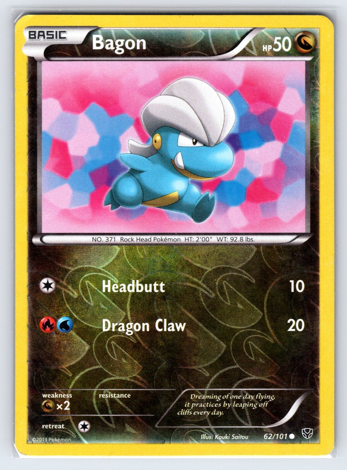 Bagon 62/101 2013 B&W Plasma Blast Pokemon Card Reverse Holo Common - Mp