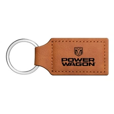 RAM Power Wagon Rectangular Brown Leather Key Chain Key-Ring