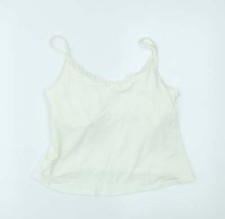 M S Womens White Cotton Blend Cami Nightshirt Size 14 cropped