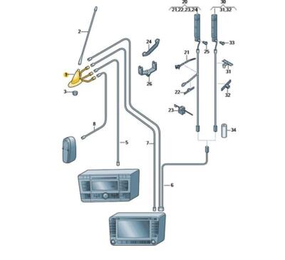 Volkswagen Antennenfuß - Schwarz (6R0035501) online kaufen | eBay
