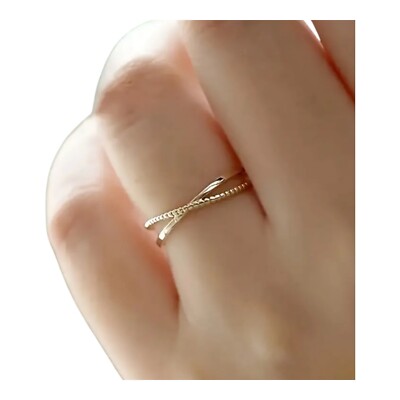 Dainty Minimalist Women s Eternity Twist Ring 14k Gold Plated Size 7  
