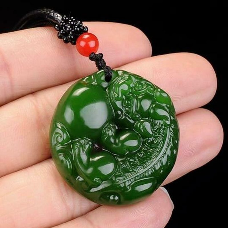 Natural Green Jade Pixiu Jasper Pendant Necklace Fashion Jewelry