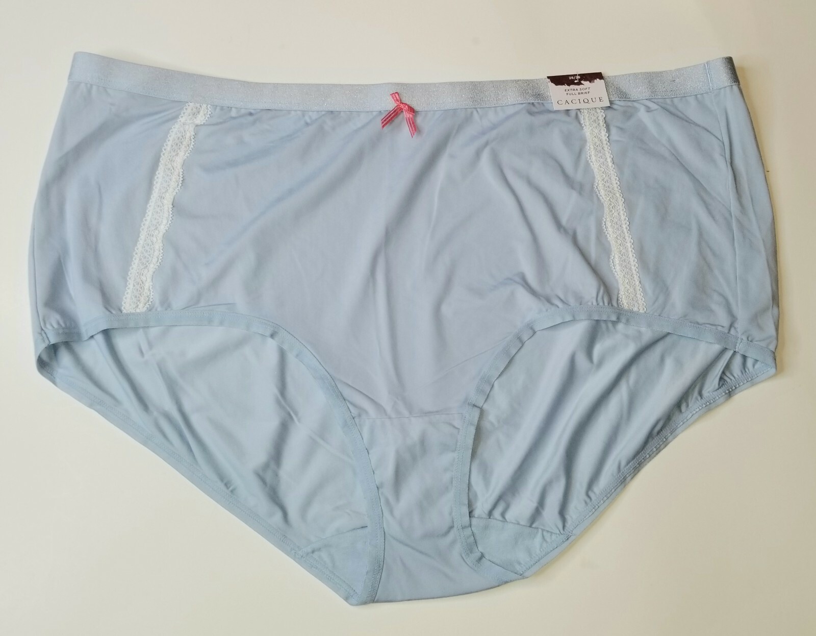 Lane Bryant Cacique Blue White Lace Extra Soft Full Brief Size 26 28 3X