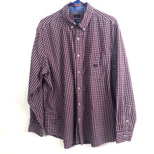Men's Chaps Red Blue White Plaid Pocket Button Up Long Sleeve Shirt Size XL