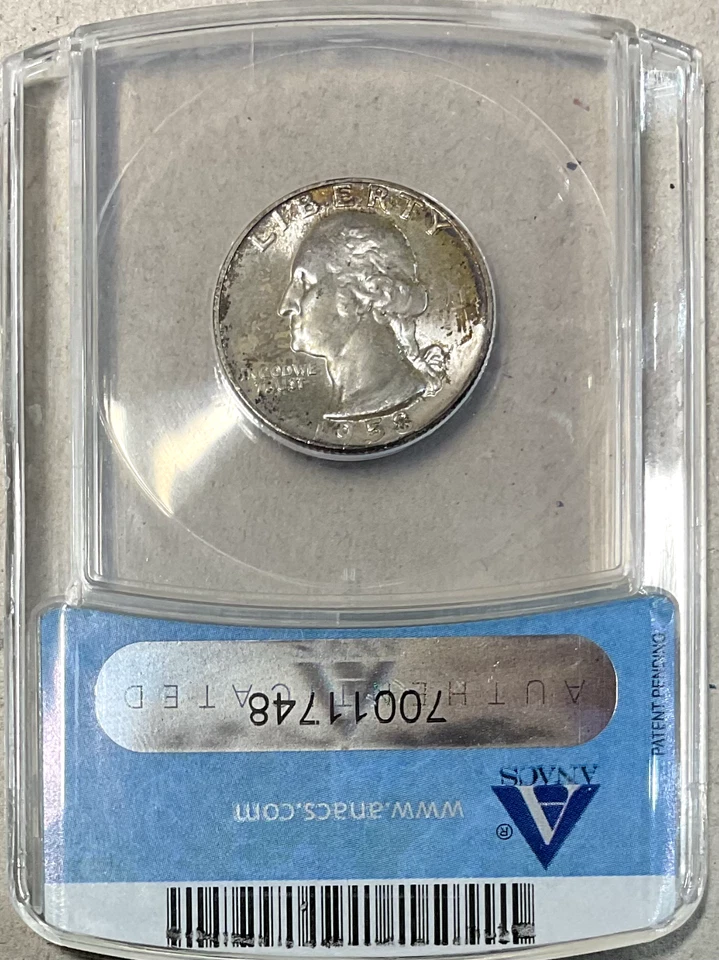 1958-D 25c Silver Washington Quarter MS 66 ANACS AMAZING GOLD TONING - Image 3 of 4