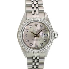 Rolex Lady Datejust Stainless Steel Silver Diamond Dial Bezel Jubilee 26mm Watch