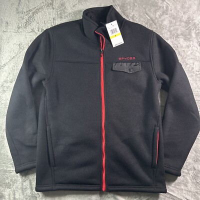 Men s Spyder Ski Jacket Full Zip Black Red Trim NWT