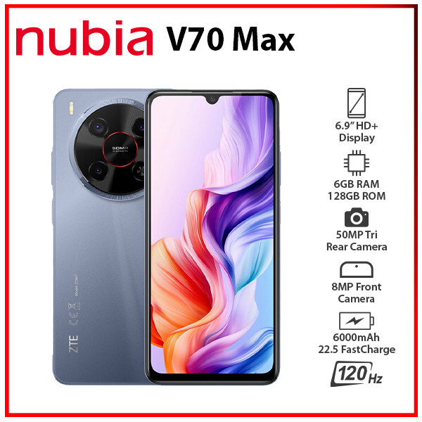 New) ZTE nubia V70 Max GREY 6GB+128GB Dual SIM Unlocked