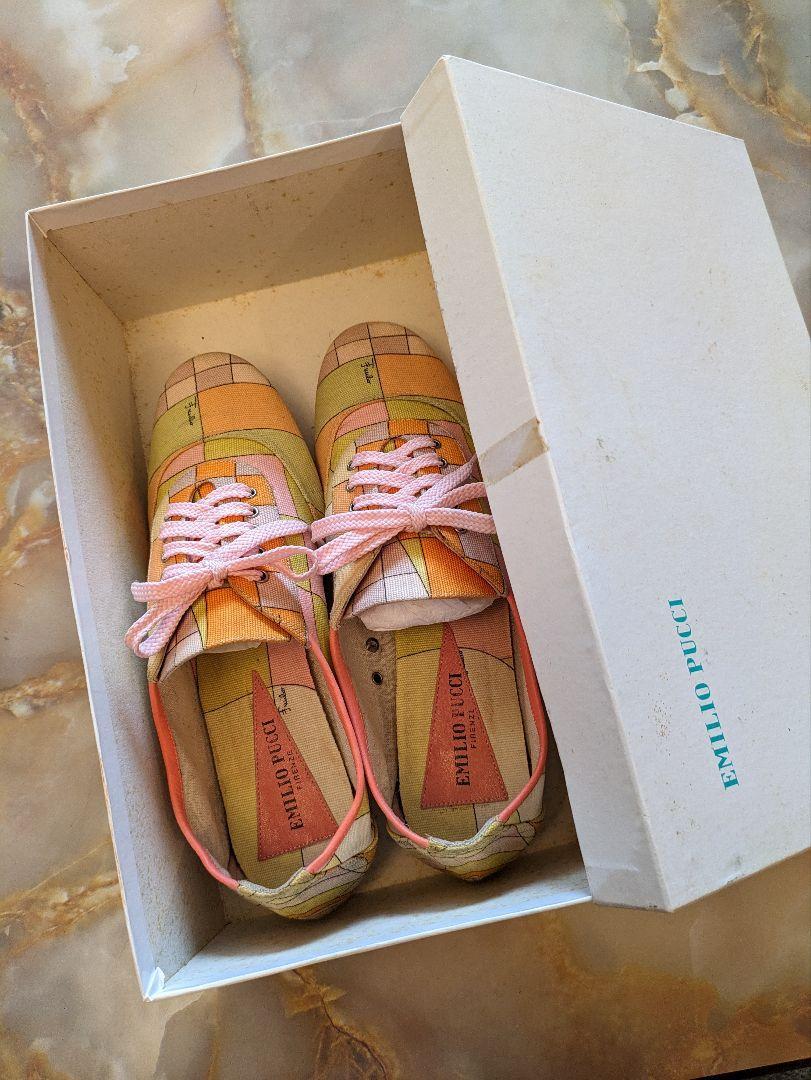 EMILIO PUCCI all-over pattern sneakers 36 leather sole made