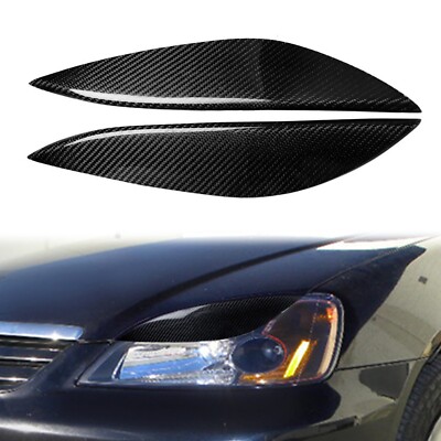 Carbon Fiber Car Headlight Cover Eyebrows Eyelid Trim For Honda Civic 2001-2003