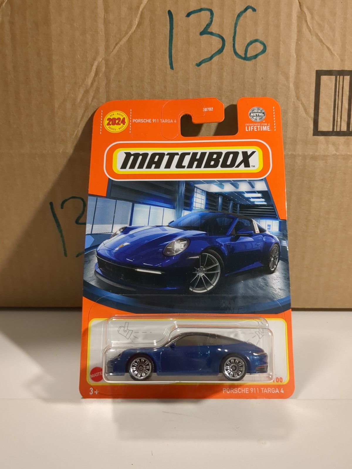 2024 Matchbox Porsche 911 Targa 4 Dark Blue with Silver Rims 1/64 Scale Model Car 60/100