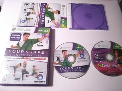 Your Shape Fitness Evolved + Zumba Rush Xbox 360 Kinect Sensor Workout Game Lot