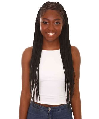 Straight 30 in 13X5 Hand Tied Lace Braid Wig, Black