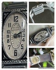 1928 Ladies Art Deco Enamel Bulova Watch ~ Ru...