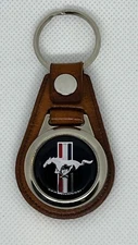 TAN High Quality 100% leather RETRO KEYCHAIN BLACK MUSTANG 1967 1966 1968 1969
