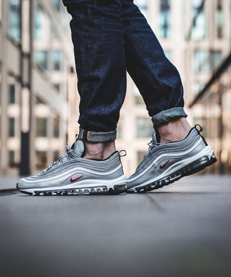 Gør det godt Celebrity Jeg bærer tøj NIKE AIR MAX 97 OG QS UK 10 US 11 EUR 45 1 87 90 95 BW TN SILVER BULLET RED  RARE | eBay