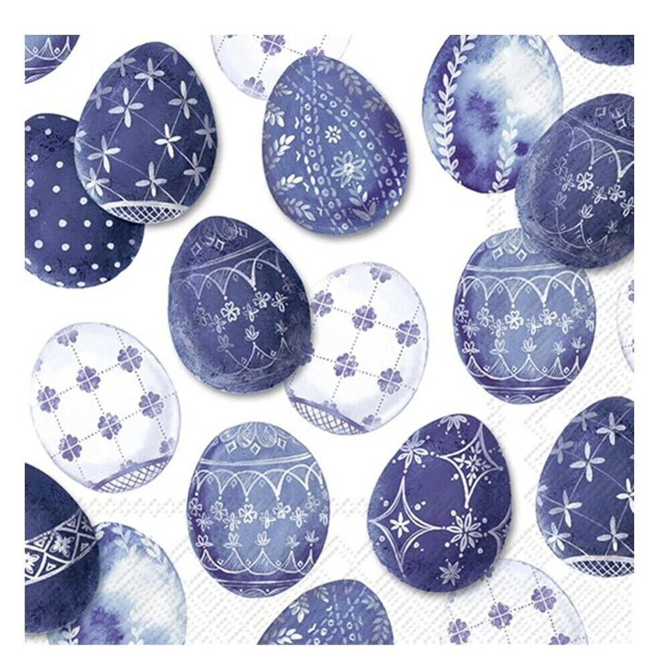 Decorated Eggs Blue Easter IHR Paper Table Napkins 33 cm sq 3 ply lunch napkins