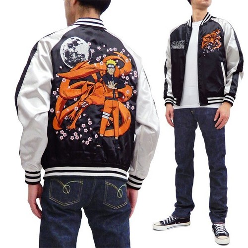 Naruto Shippuden The Nine-Tailed Embroidery Satin Jacket Black L Size Sukajan - Picture 7 of 7