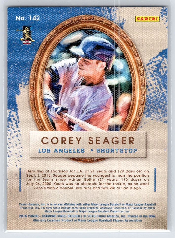2016 Panini Diamond Kings Rookies Variation #142 Corey Seager RC Rookie ID:39480 - Image 2 of 2