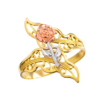Filigraner Ring Mehrfarbig Gold Rose