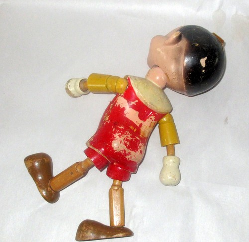 Antique 1930's IDEAL 11" Disney Pinocchio Doll Jointed Wood & Composition - Picture 7 of 11