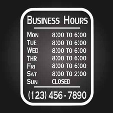 Custom Business Store Hours Vinyl Window Decal 9x12 Sticker Sign Glass Door