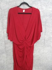 Holiday Dress 3XL Flowy Knot Front Asymmetrical Hem Side Slit Stretch Metallic