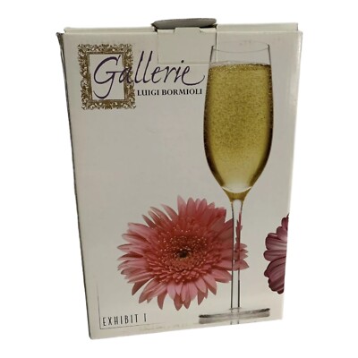 Set Of 4 Gallerie Luigi Bormioli Champagne Flutes Glasses Mouth-Blown NEW