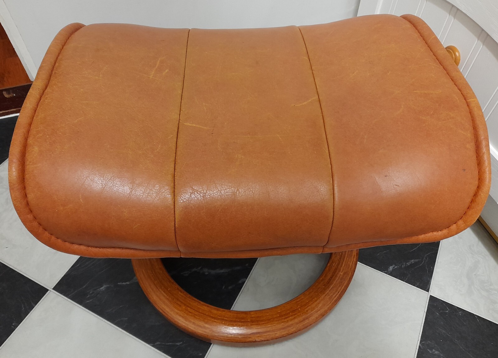 Ekornes Stressless Tan Leather Footstool VGC! eBay