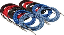 Hosa 3GT-PAK Cloth Guitar Cable, Hosa Straight to Same, 18 ft, Assorted Colors