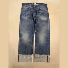 RRL Selvedge Dark Indigo Raw Hem Jeans 29x24 Made in USA Leather Patch Women Fit