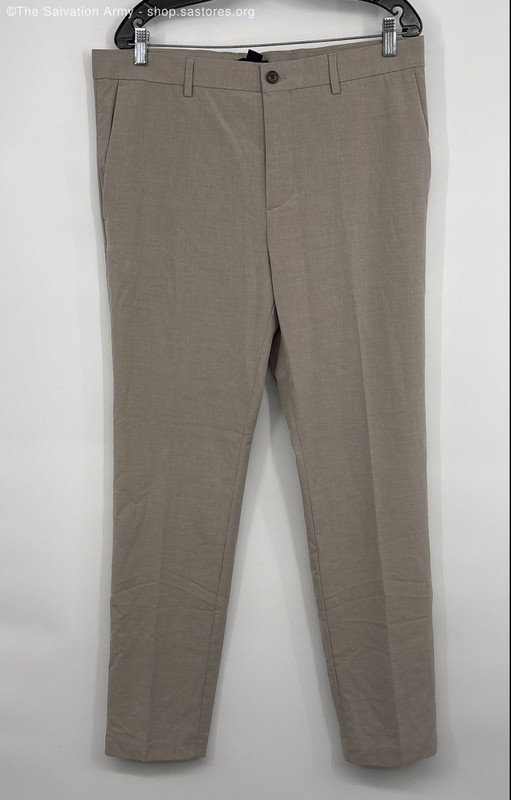 H&M Men's Gray Slim Fit Flat Front Straight Leg Pockets Dress Pants Size 34