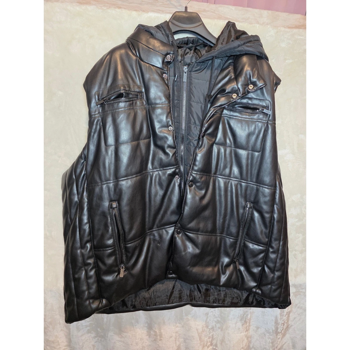 Sean John Leather Outer Shell Black Coats, Jackets & Vests for Men 