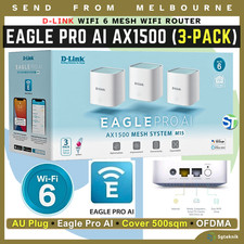 NEW D-Link EAGLE PRO AI AX1500 WiFi 6 Mesh System 3-Pack M15-3PK Gigabit AU Plug