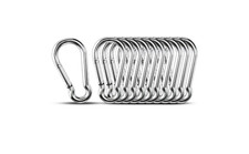 10 PCS Stainless Steel Carabiners Spring Snap Hooks Heavy Duty Keychain Clip NEW