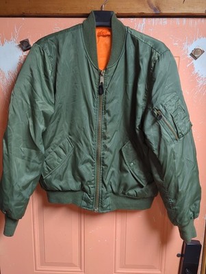 Vintage MA-1 Flight Bomber Jacket Flyers Man Intermediate Sage Green USAF Large