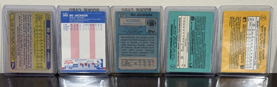 5 Bo Jackson Rookies 1986 Donruss Rookies 1987 Topps Donruss Fleer 1988 Fútbol Foto 2 de 2