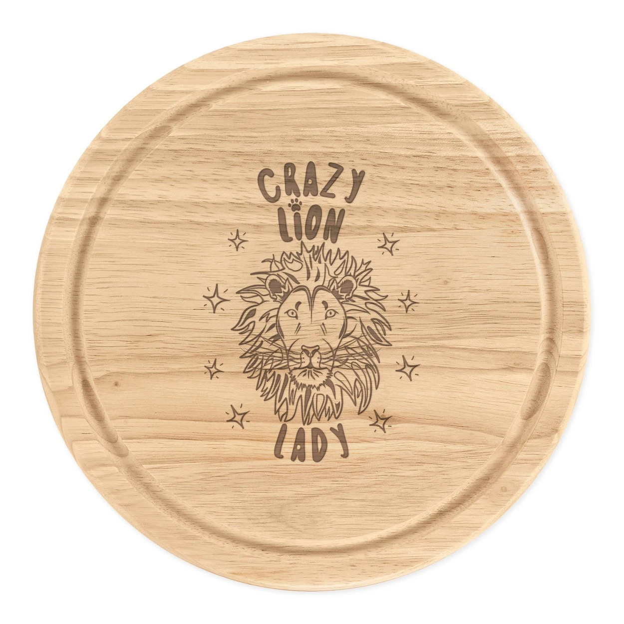 Crazy Lion Lady Stars Round Chopping Cheese Board Funny Animal