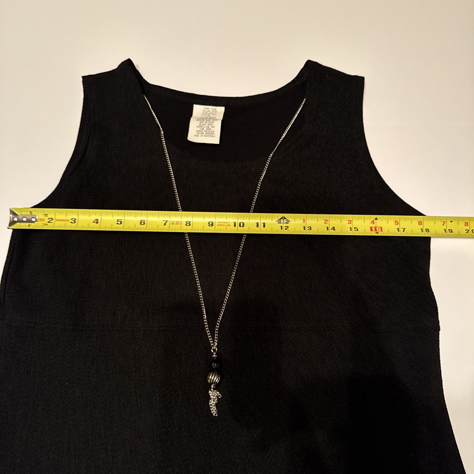 Black Sleeveless Dress with Necklace Size 12 Textured Knit 2454Z image 5