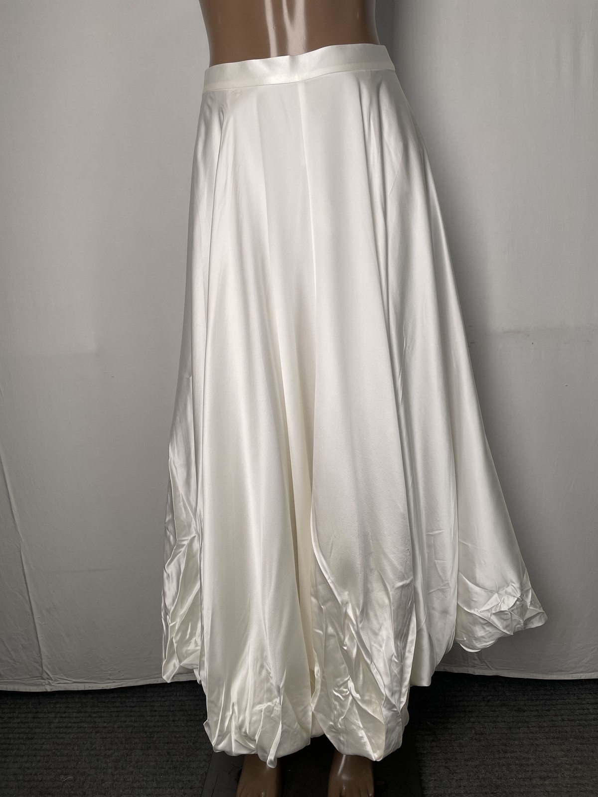 Lilysilk Womens Silk Maxi Skirt White Size 4 Snowdrop Bubble Hem Pearl Like Zip